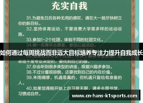 如何通过每周挑战而非远大目标培养专注力提升自我成长 如何通过每周挑战而非远大目标培养专注力提升自我成长